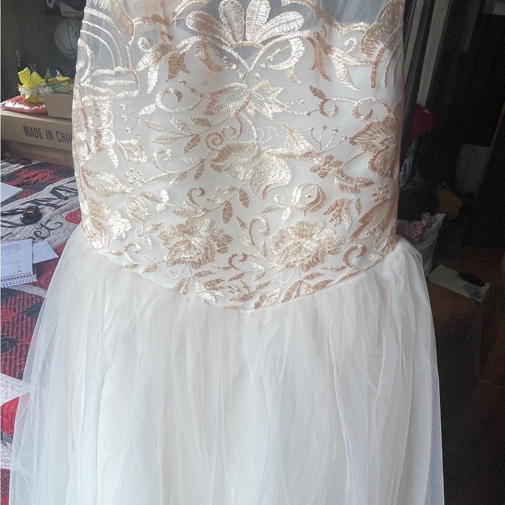 Elegant Cream and Gold Kids Dress